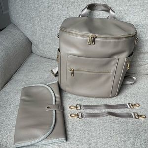 Leather convertible diaper bag